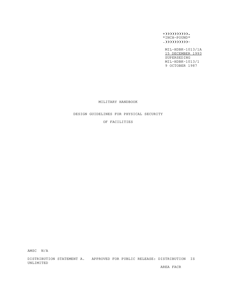 USDOD Phys. Security Guidelines-Facilities 1987 289pgs cover