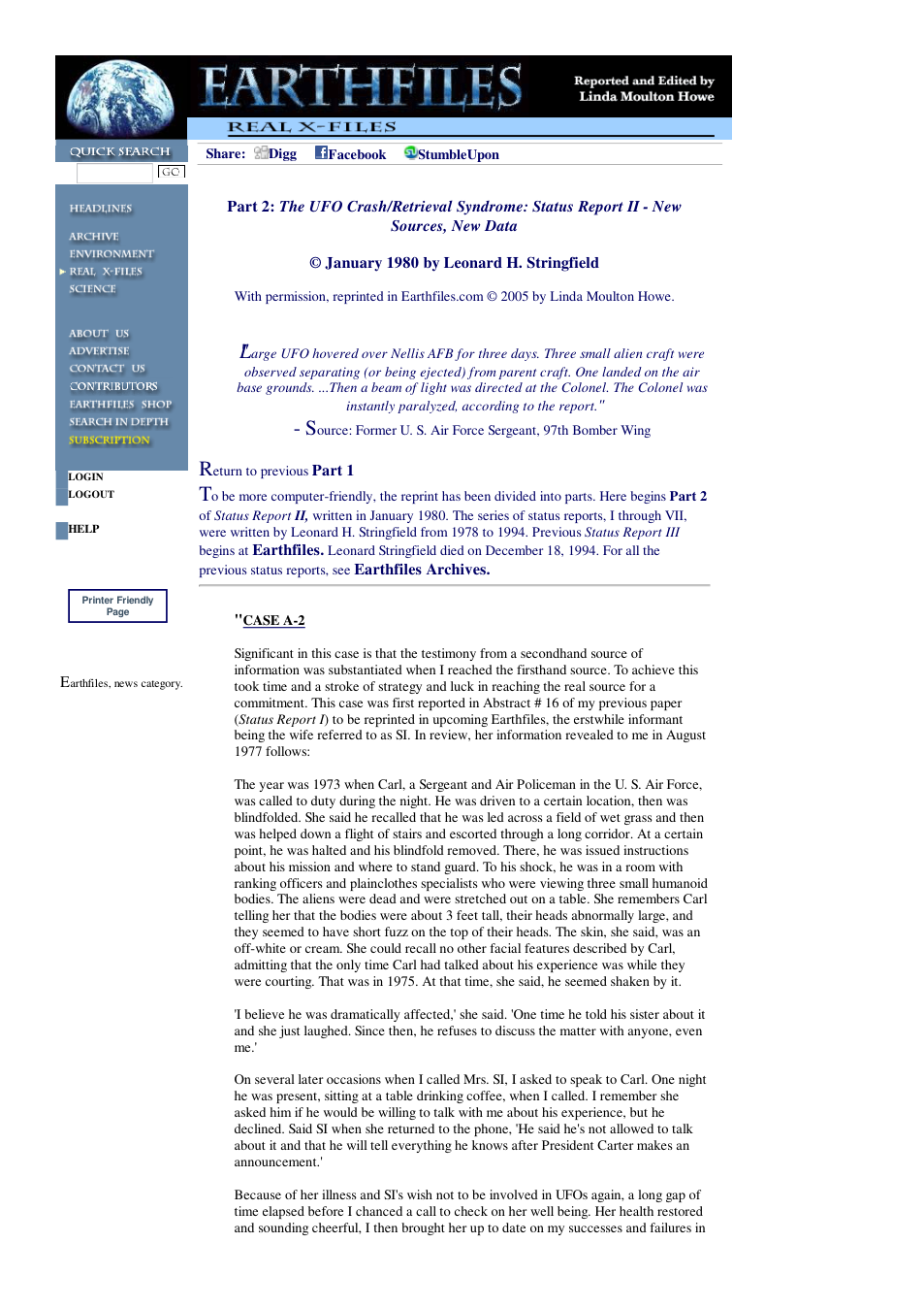 07 14 2005 Part 2 The UFO Crash Retrieval Syndrome Status Report II - New Sources, New Data cover