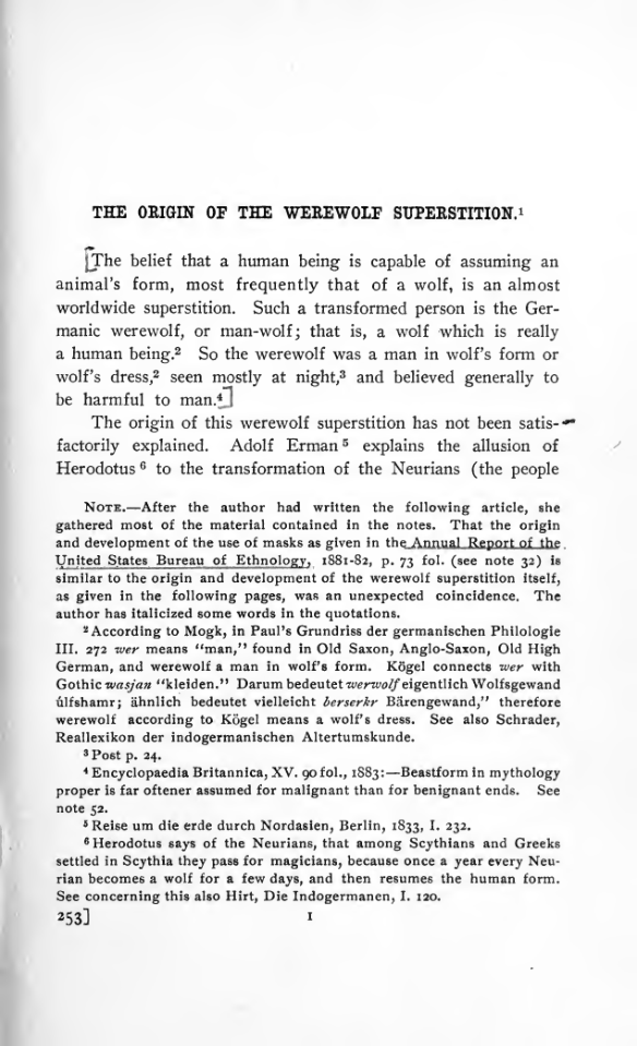 The origin of the werewolf superstition cover