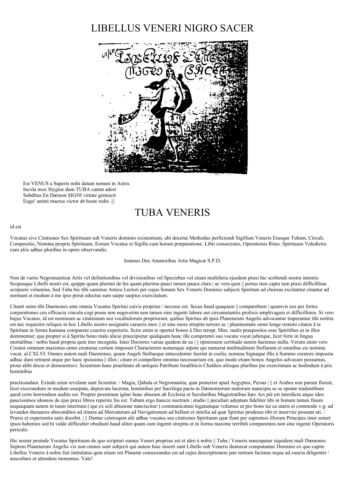 John Dee - Tuba Veneris (Latin, 1580) cover