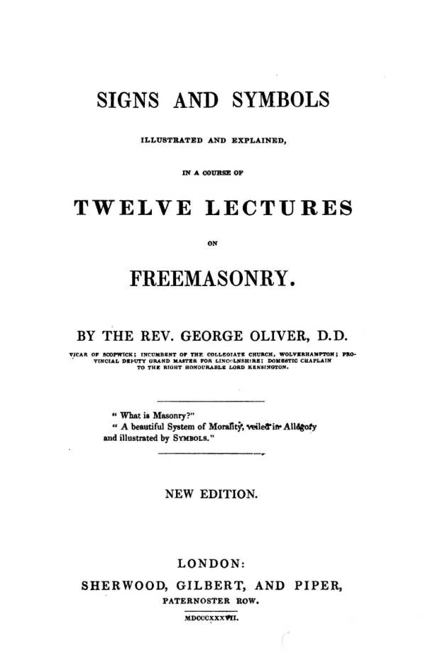Twelve Lectures On Freemasonry - G Oliver cover
