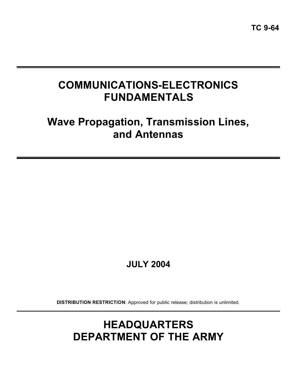 ARMY Wave Propagation,Trans. Lines,Antennas 2004 269pgs cover