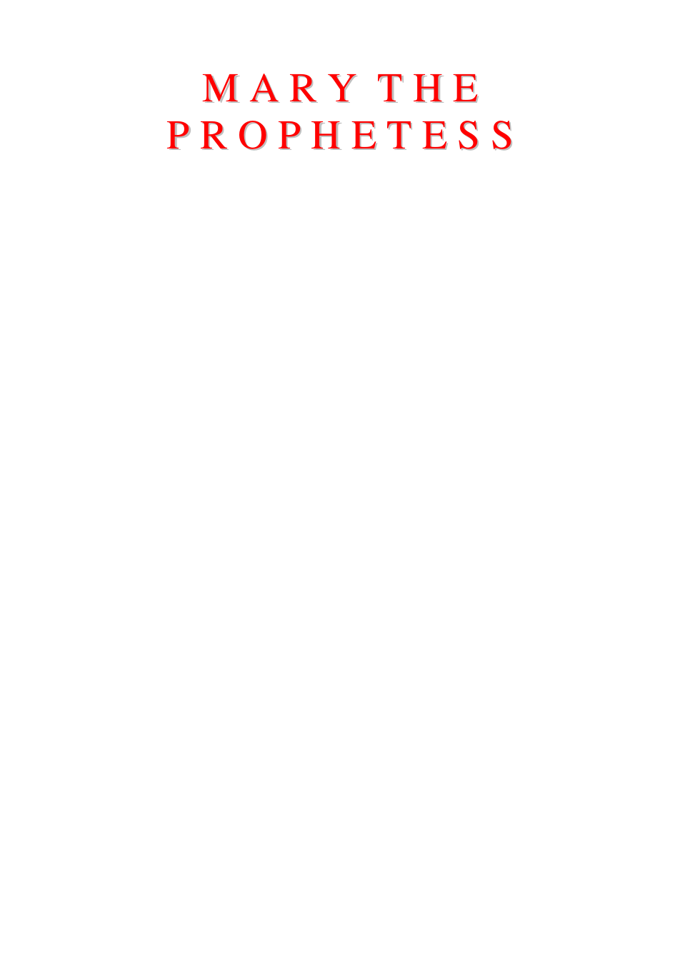 Mary the Prophetess cover