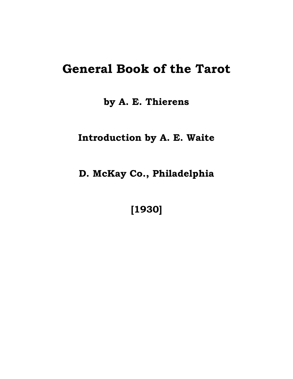 General Book of the Tarot(1930) cover