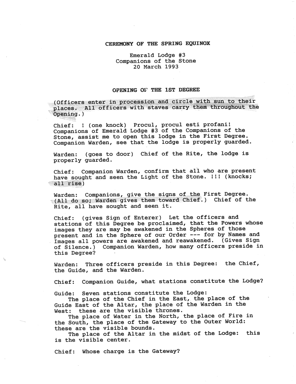 1993 Ritual of the Spring Equinox cover