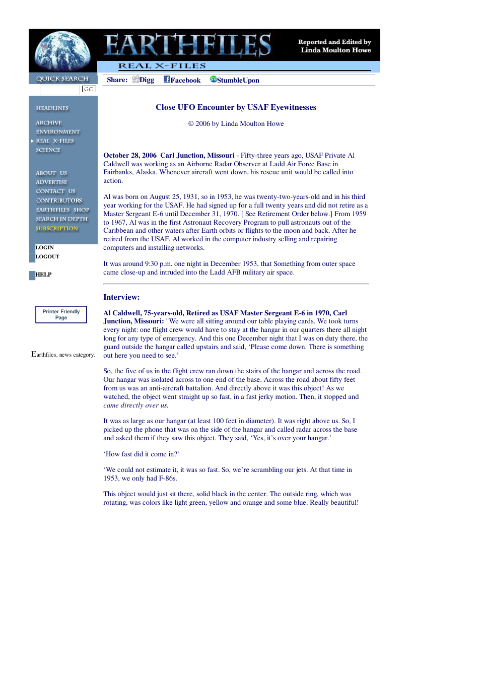10 28 2006 Close UFO Encounter by USAF Eyewitnesses cover