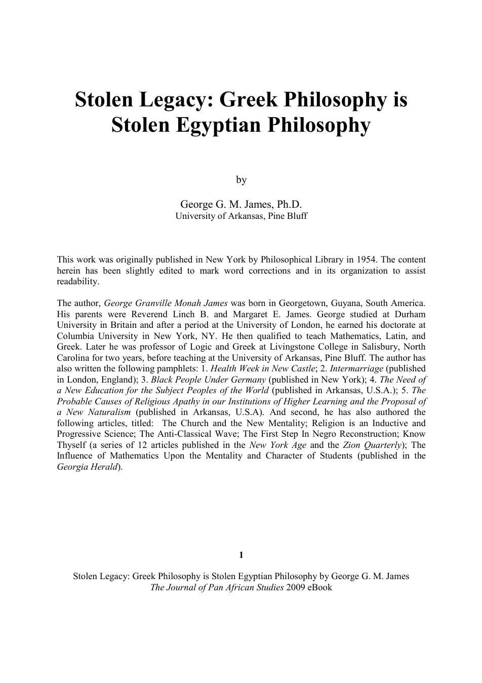 Stolen Legacy cover