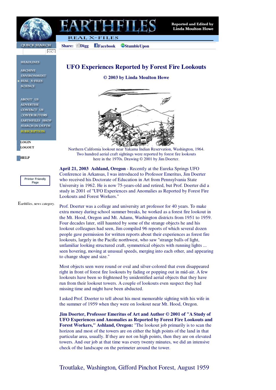04 22 2003 UFO Experiences Reported by Forest Fire Lookouts cover