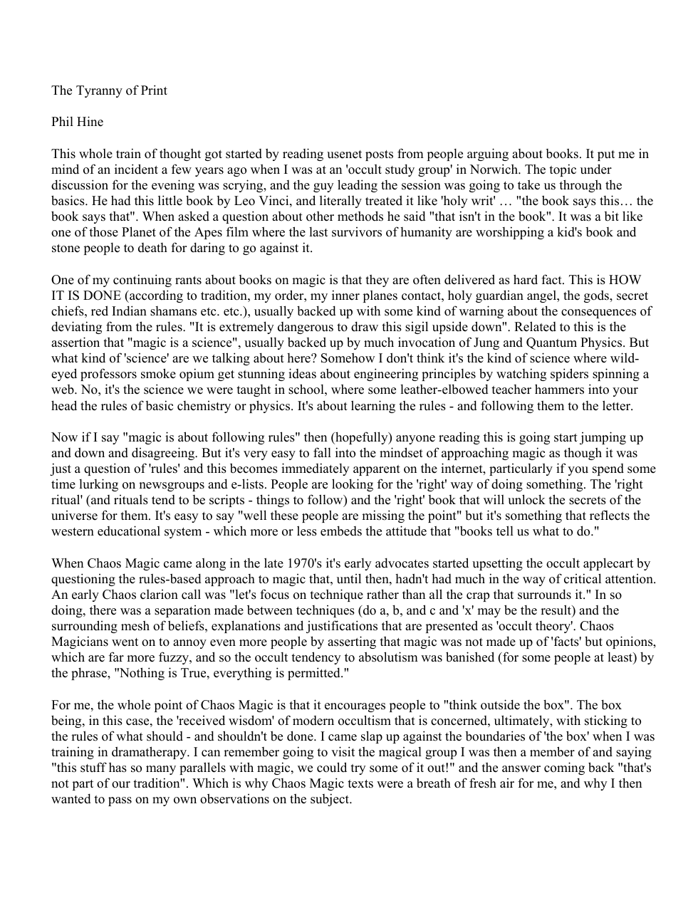 Hine, Phil - The Tyranny of Print cover