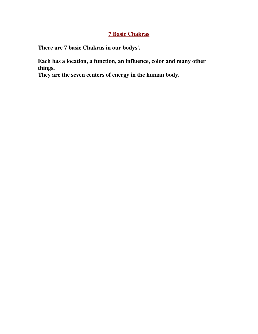 Seven Basic Chakras cover