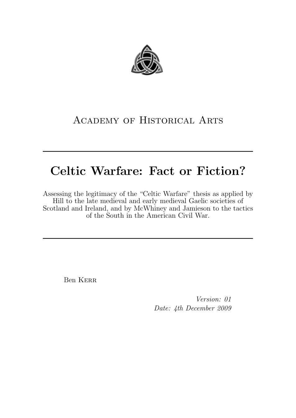 Celtic Warfare - Fact or Fiction cover