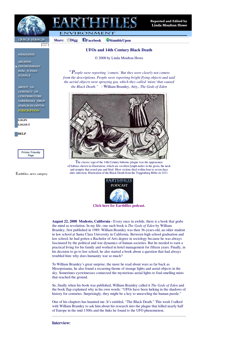 08 22 2008 UFOs and 14th Century Black Death cover