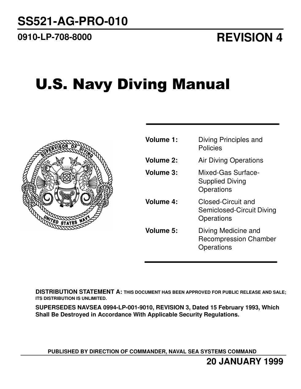 US Navy Diving Manual cover