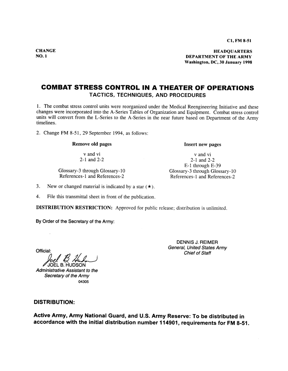 (Ebook) - Field Manual - US Army - FM 8-51 - Combat Stress Control In A Theater Of Operations cover