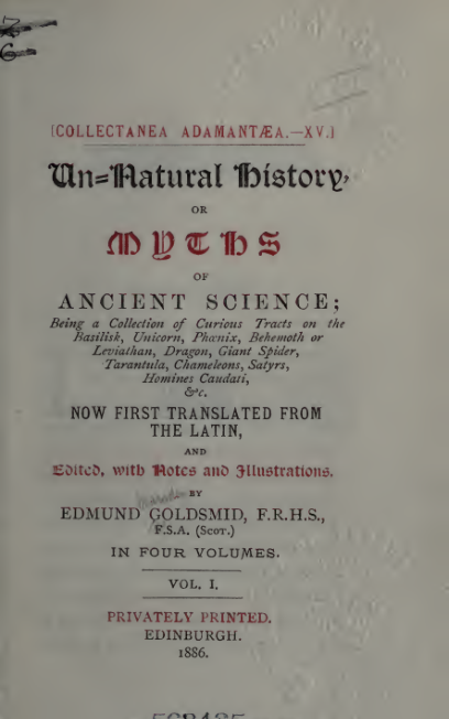 Unnatural History - E Goldsmid cover