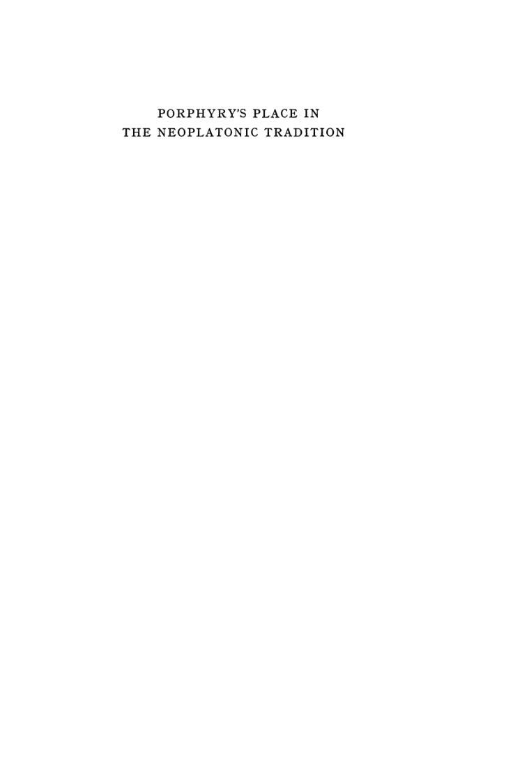 Porphyry’s Place in the Neoplatonic Tradition A Study in Post-Plotinian Neoplatonism-Springer Netherlands (1975) cover