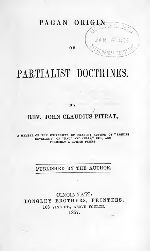 Pagan origin of Partialist doctrines cover