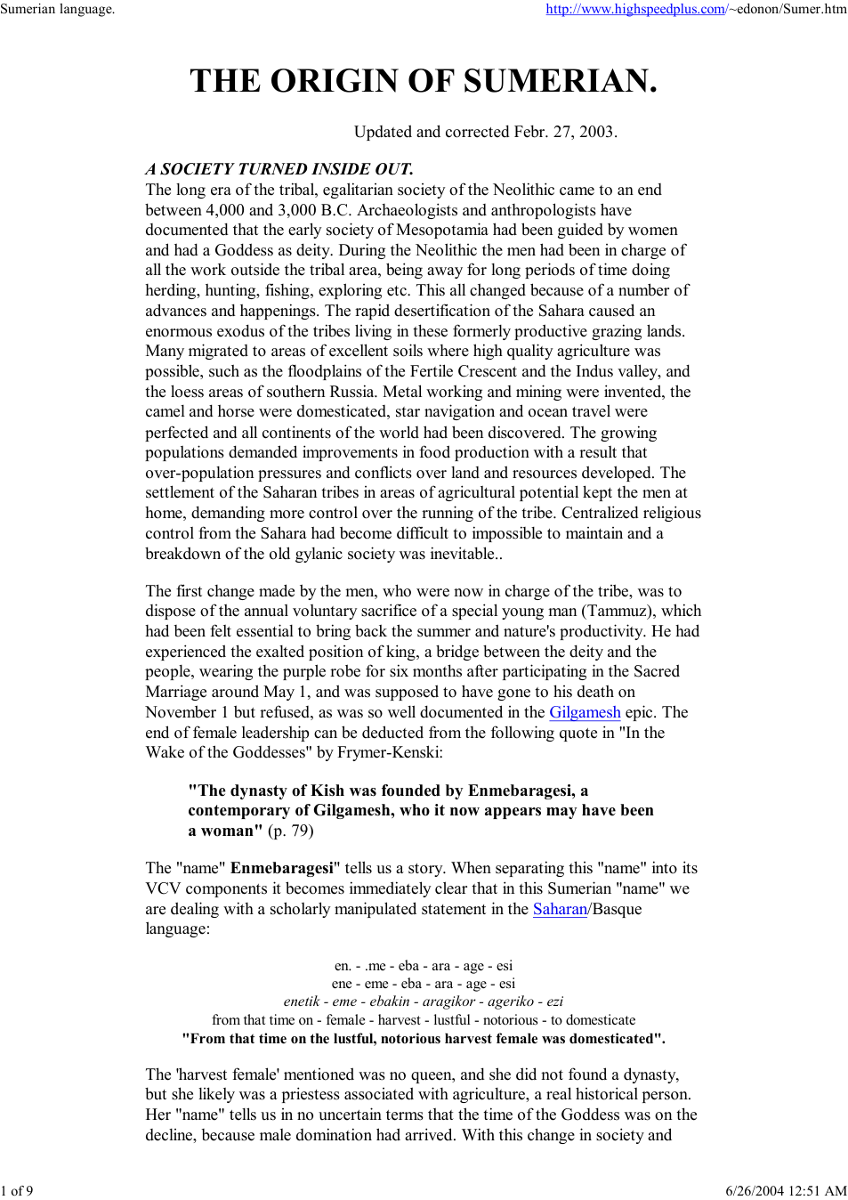 Origin Of Sumerian Language cover