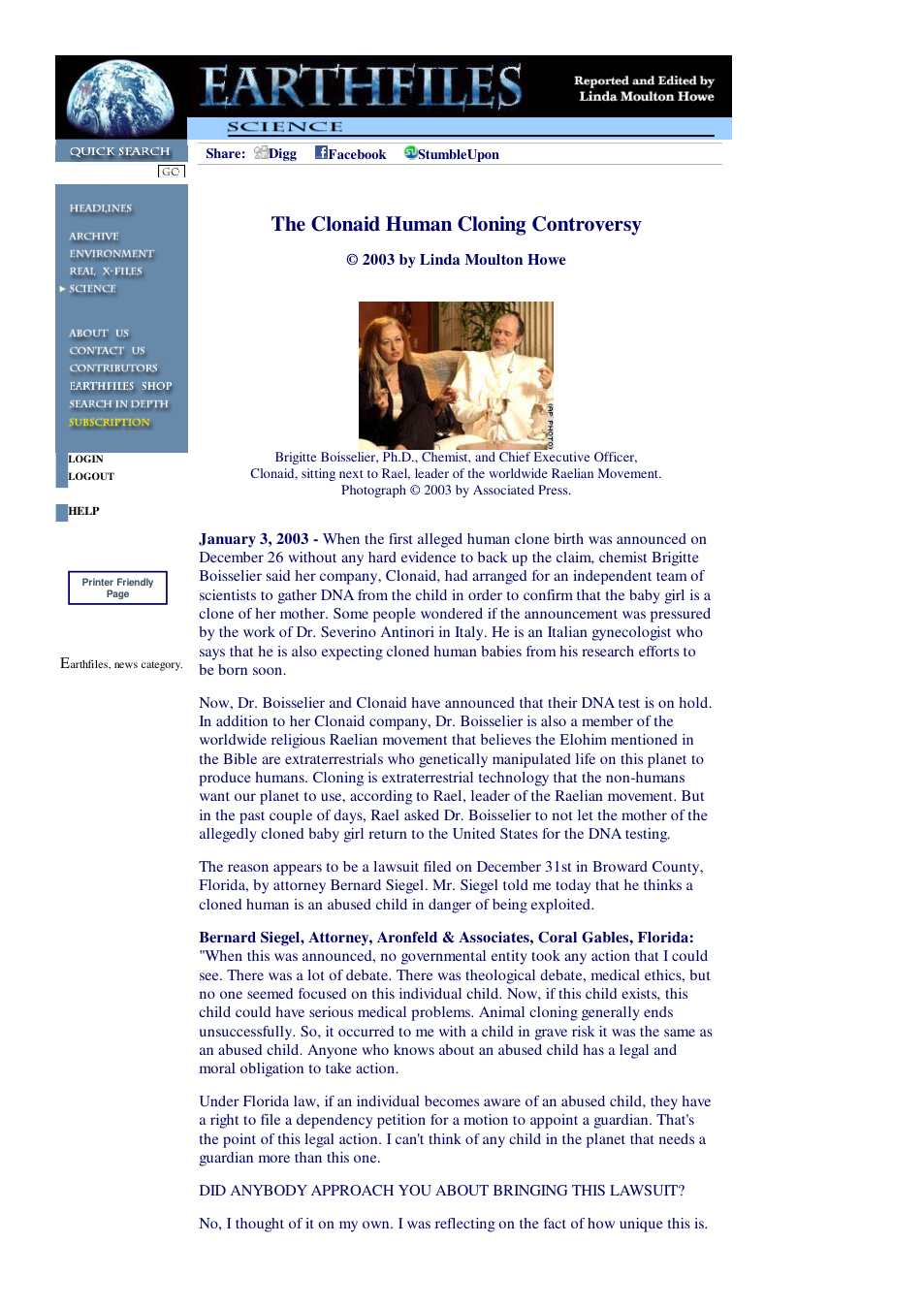 01 04 2003 The Clonaid Human Cloning Controversy cover