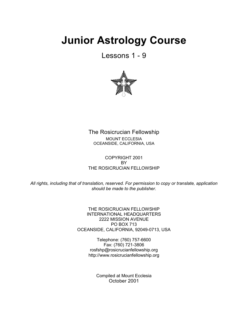 Junior Astrology Course - Lessons 1-9 cover