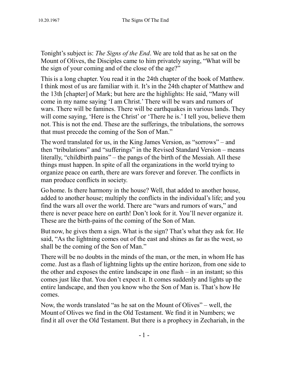1967.10.20, The Signs Of The End cover