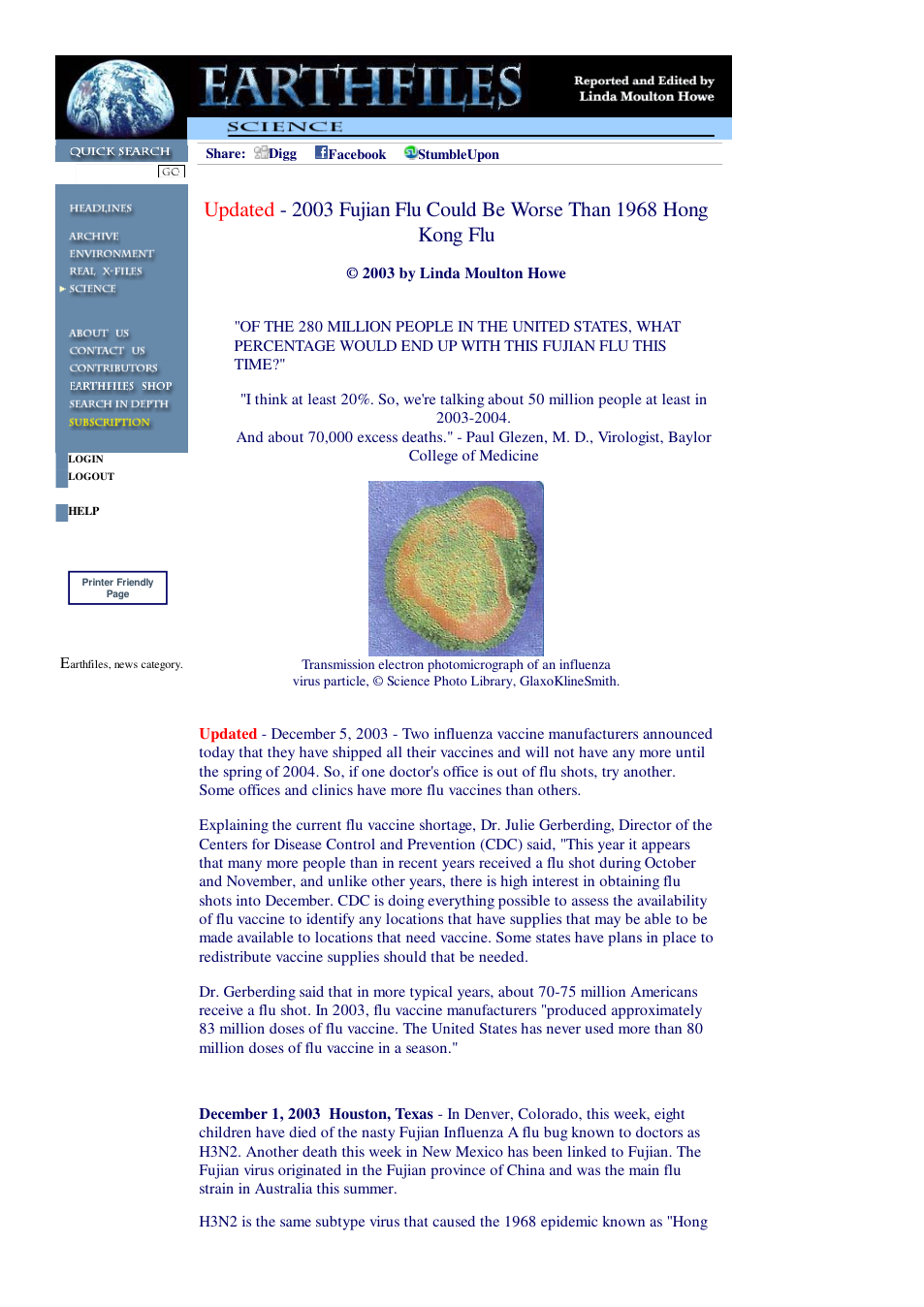 12 05 2003 Updated - 2003 Fujian Flu Could Be Worse Than 1968 Hong Kong Flu cover