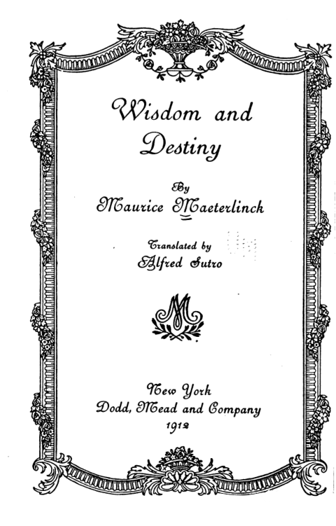 Wisdom & Destiny - M Maeterlinck cover