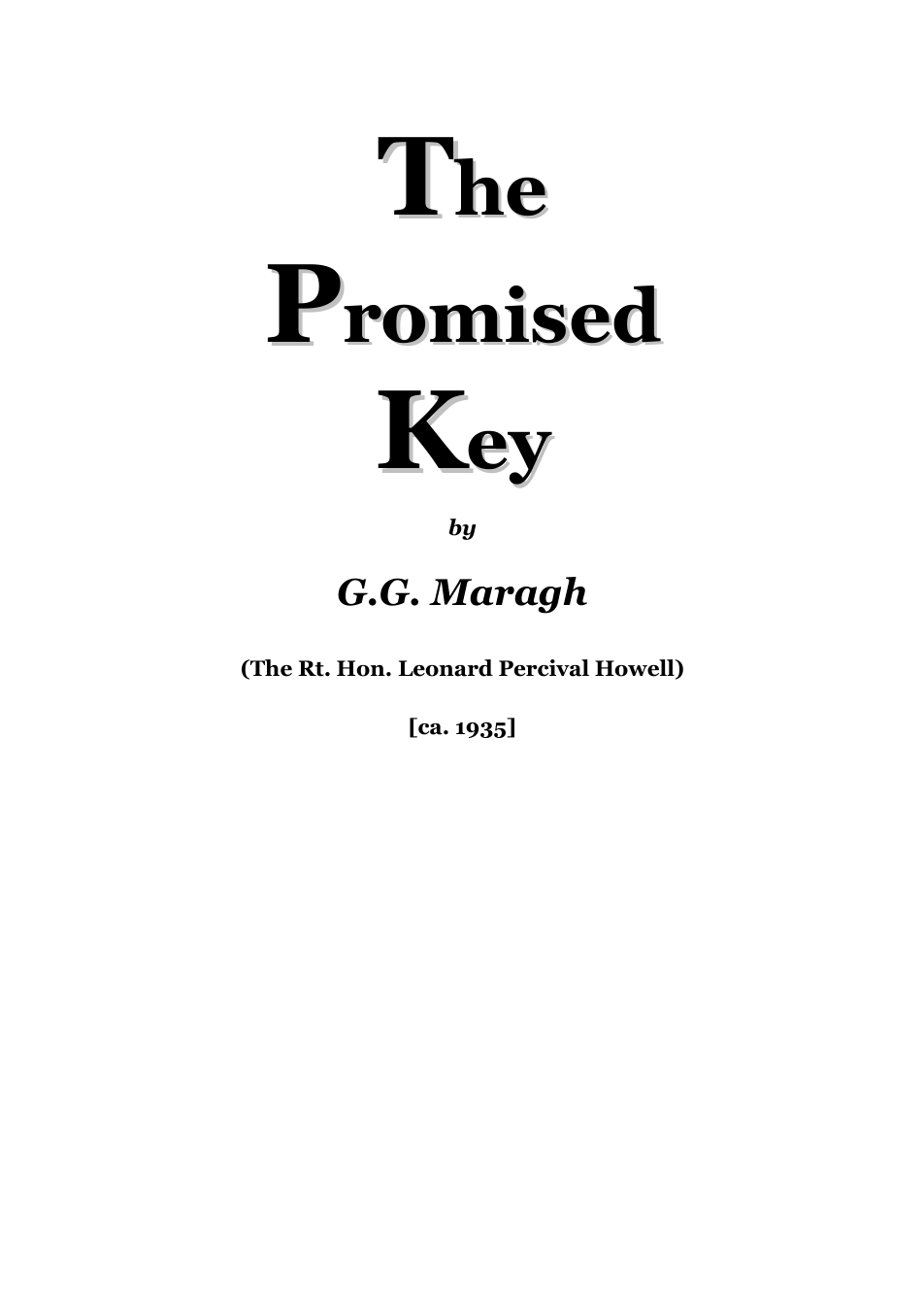 The Promised Key - G G Maragh cover
