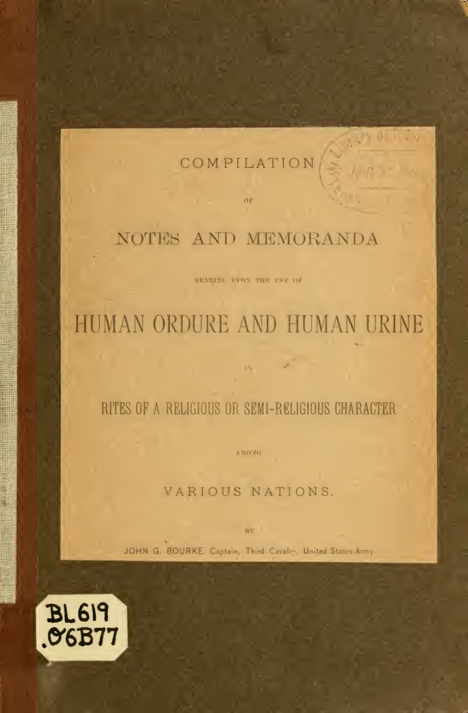 Human Odure & Human Urine in Religious Rites - J Bourke cover