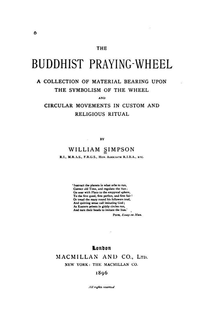 The Buddhist Praying Wheel - W Simpson cover