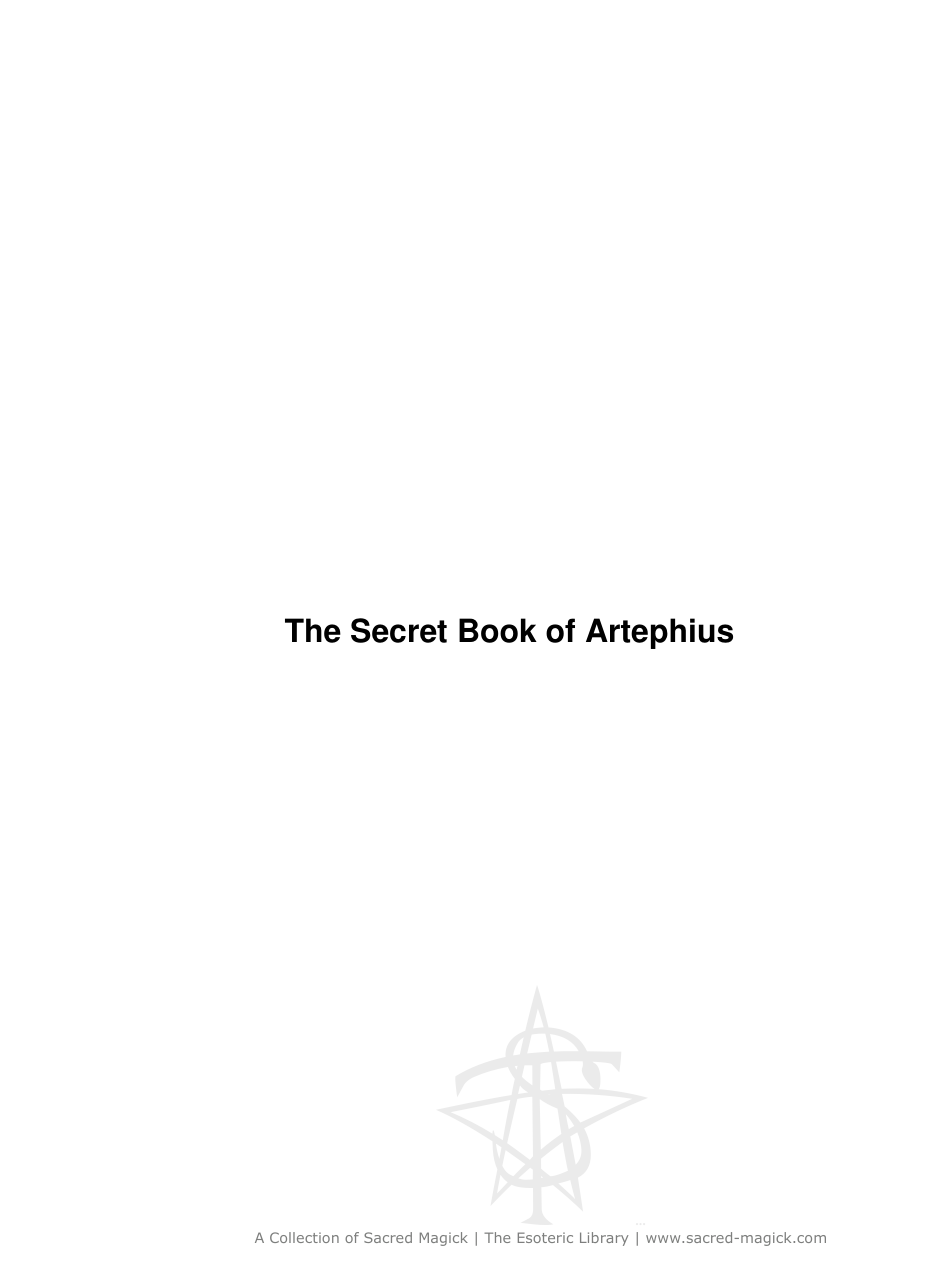The Secret Book of Artephius cover