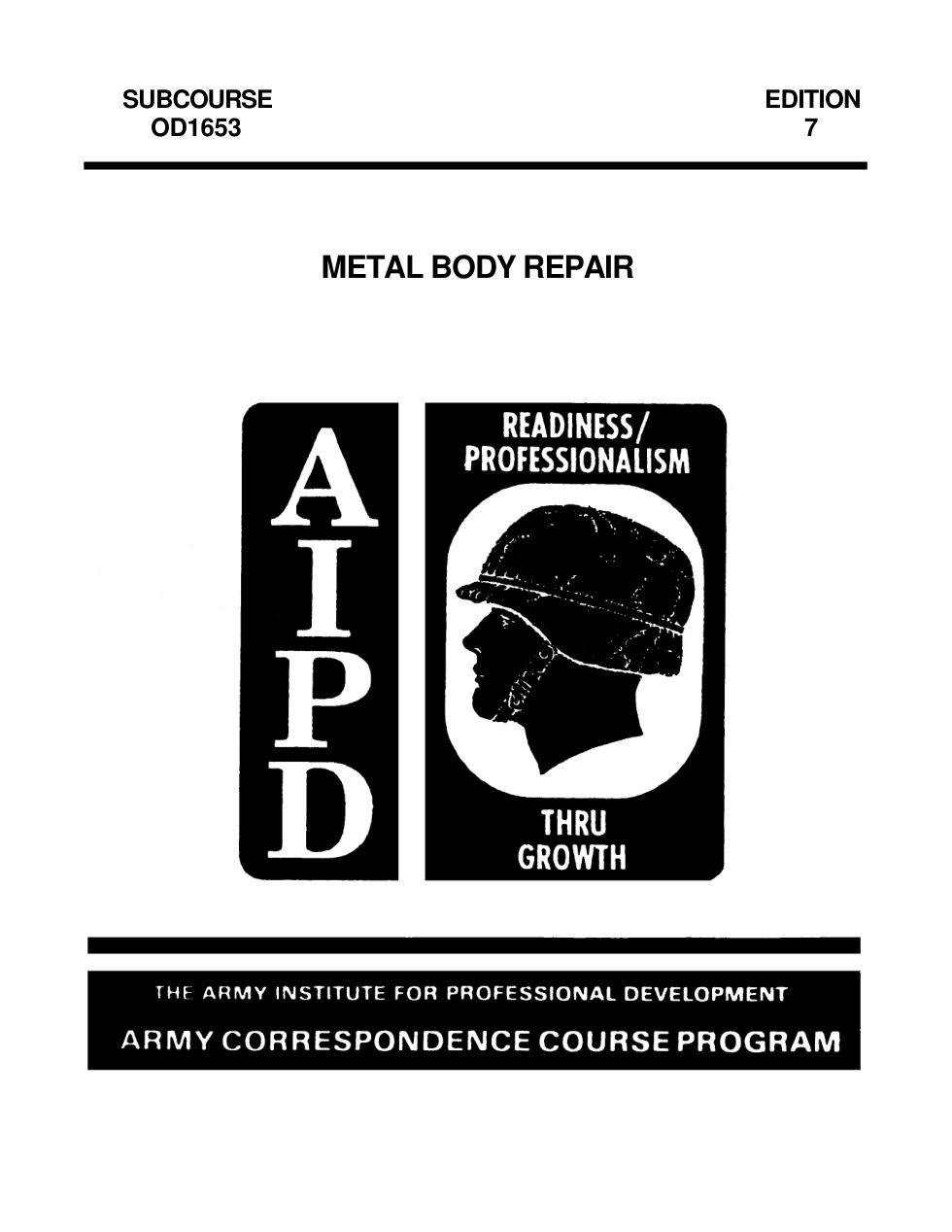 ARMY Mechanic-Metal Auto Body Repair 60 pages cover
