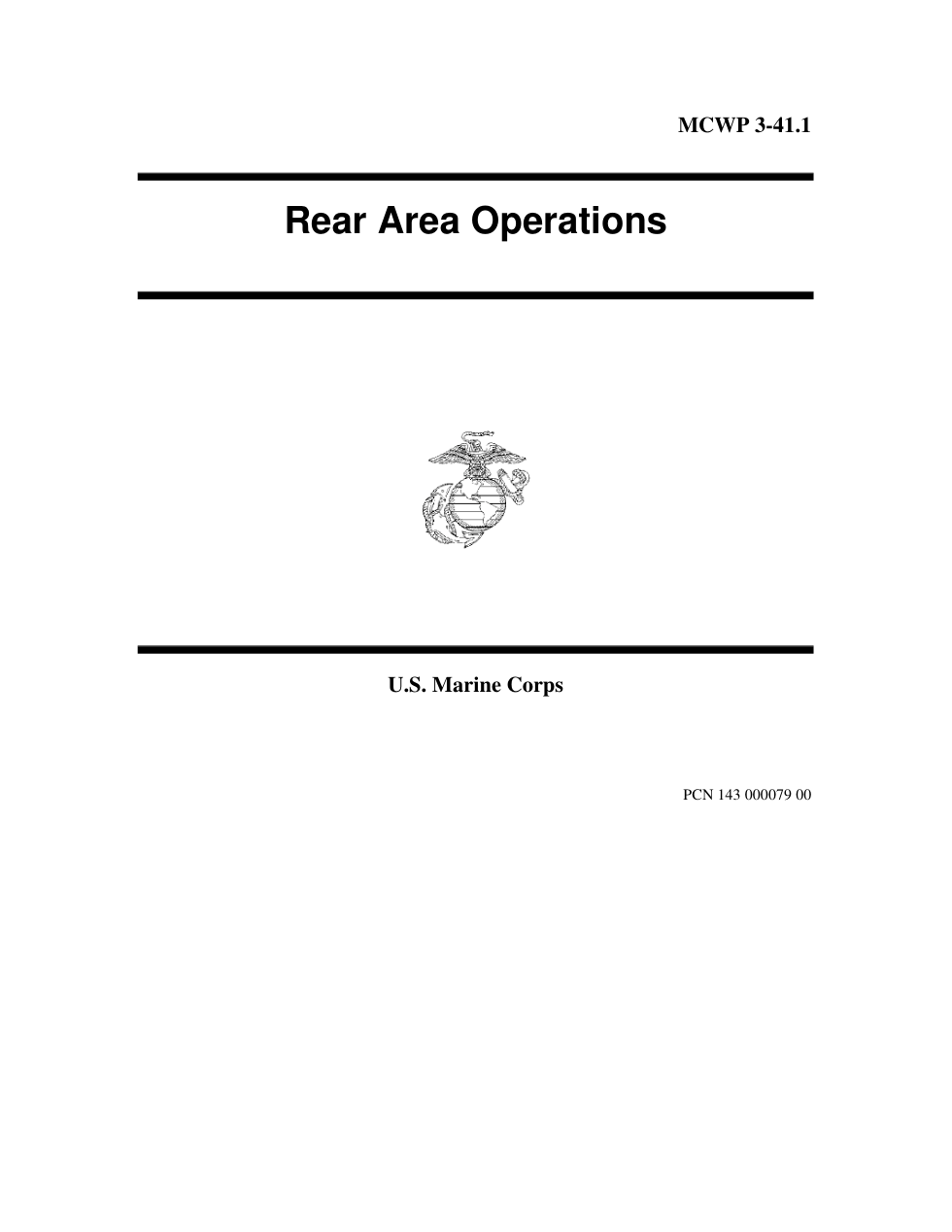 MCWP 3-41.1 Rear Area Operations cover