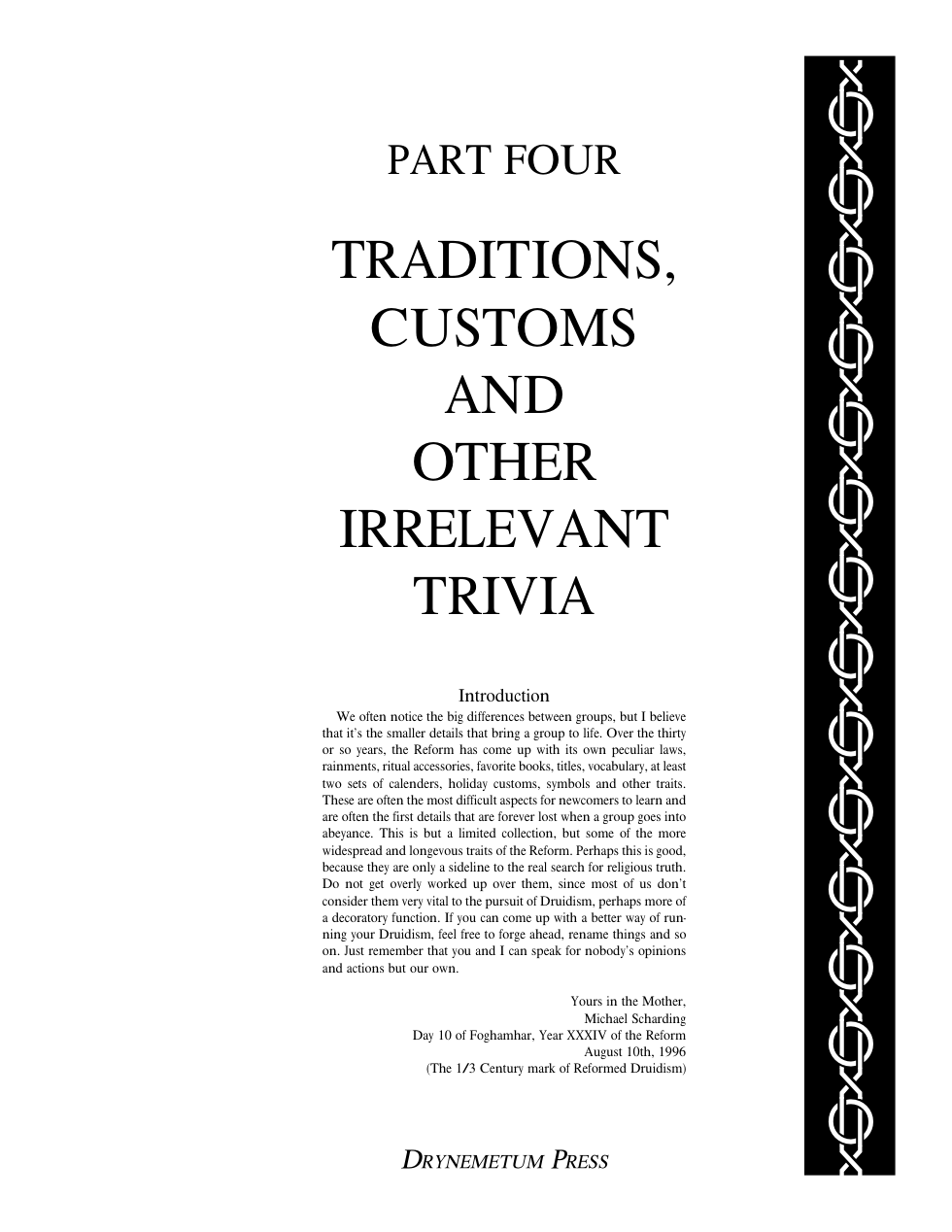Reformed Druid Anthology - 04 Laws, Trivia And Calendars cover