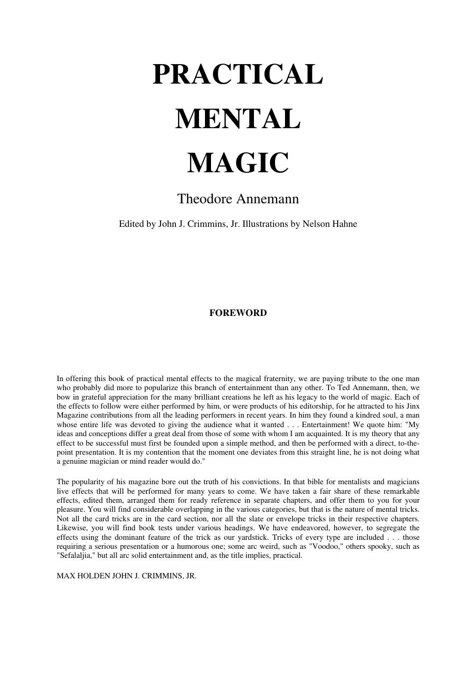 Annemann - Practical Mental Magic (2) cover