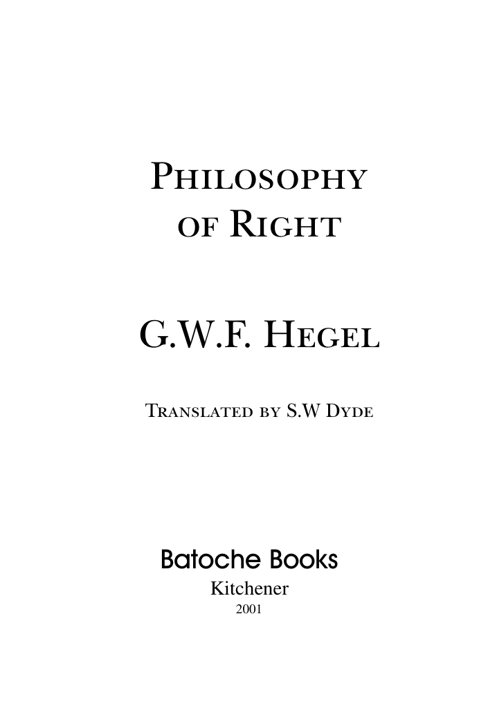 Hegel - Philosophy of Right (1821) cover