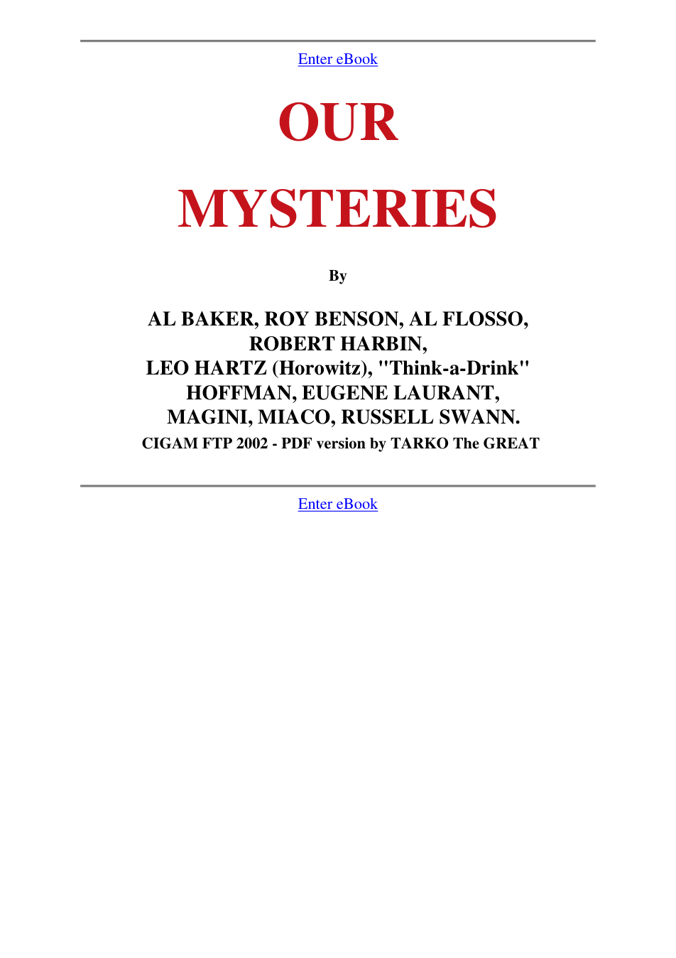 Al Baker & Co - Our Mysteries cover