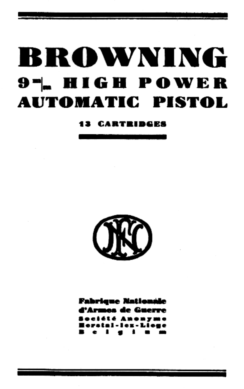 9mm Browning High Power Automatic Pistol 17 pages cover