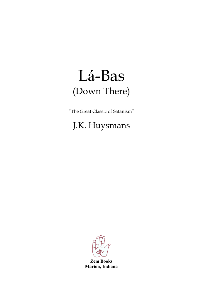 J.K. Huysmans - Lá-Bas (Down There) cover