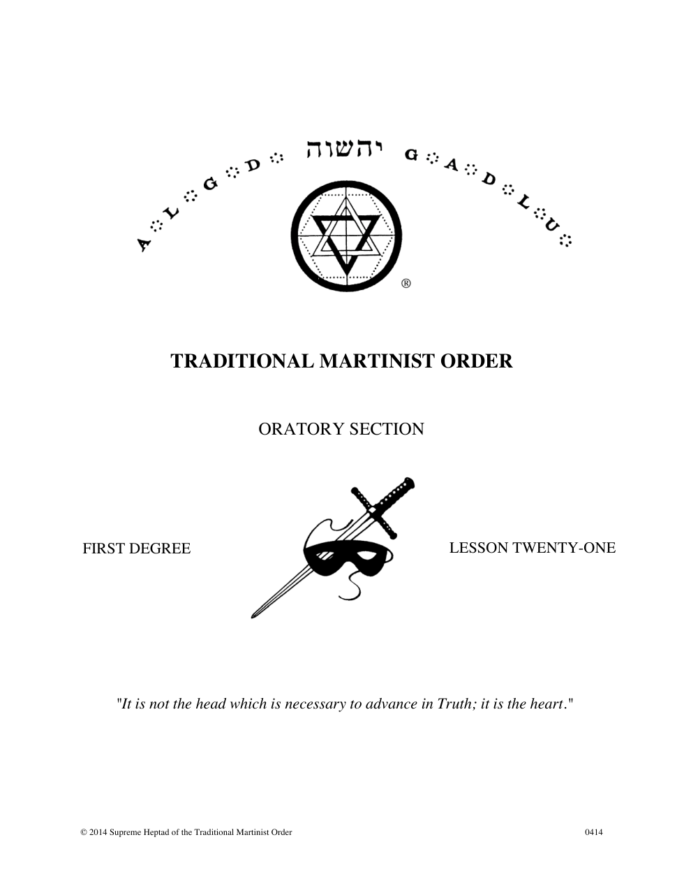First Degree Lesson 21-09212014 cover