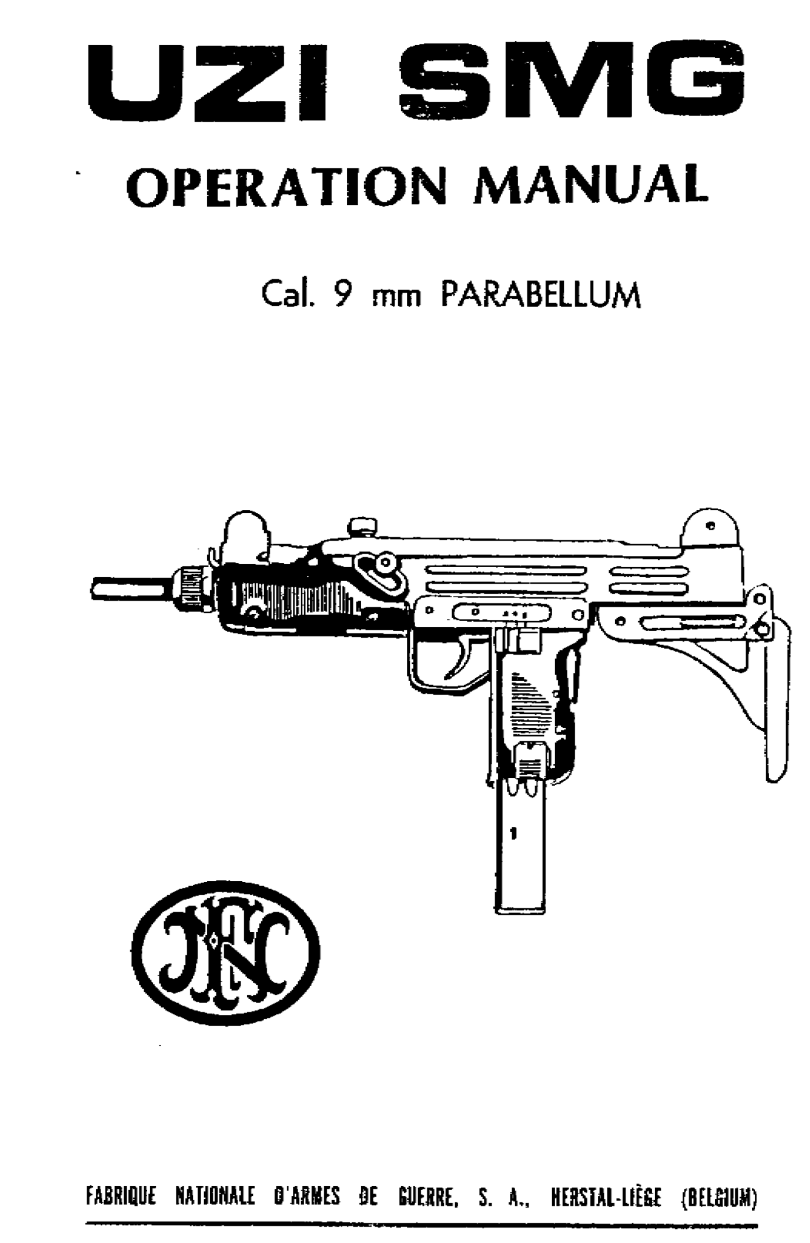 Uzi Sub Machinegun Operation Manual 25 pages cover