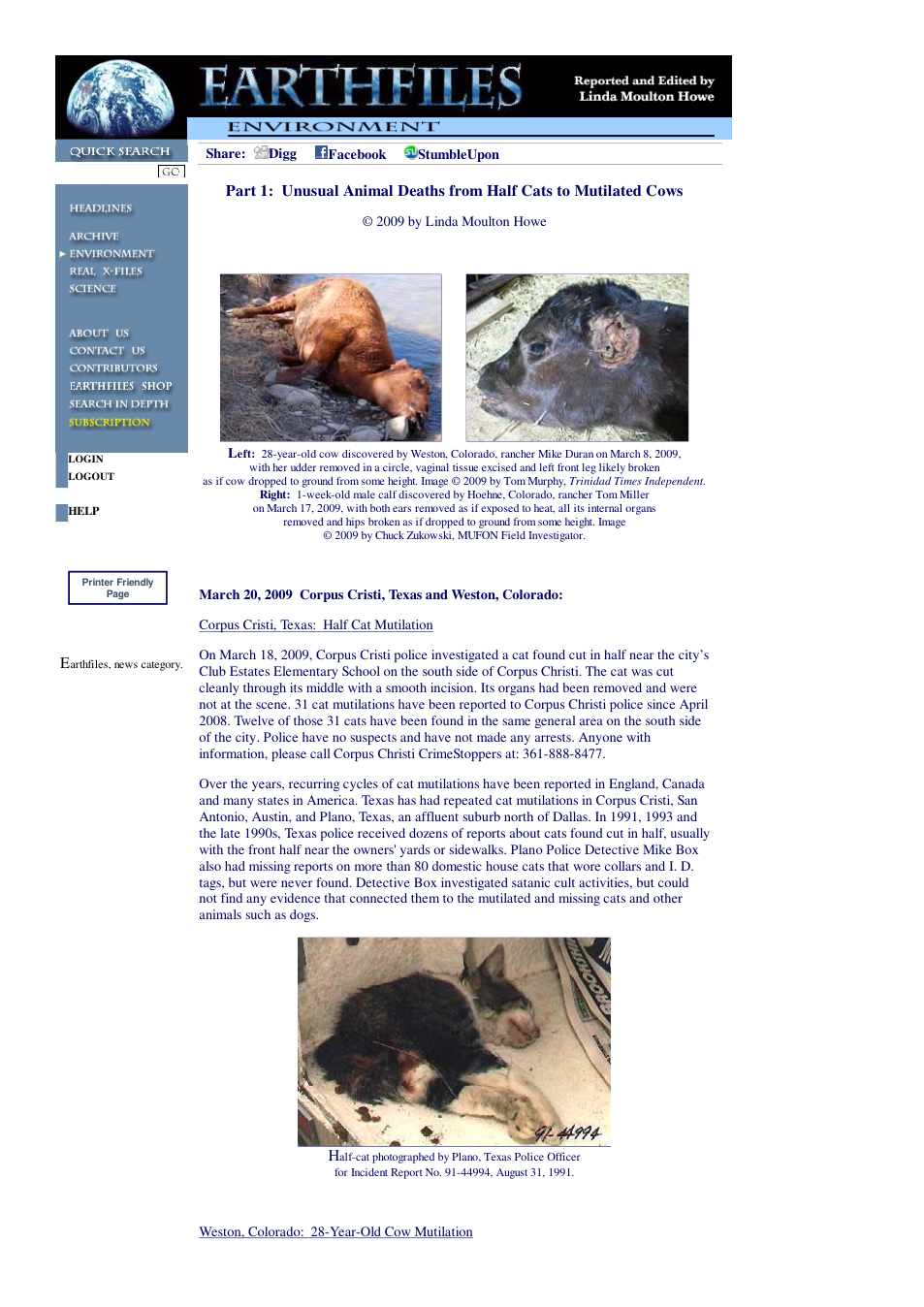 03 20 2009 Part 1 Unusual Animal Deaths from Half Cats to Mutilated Cows cover