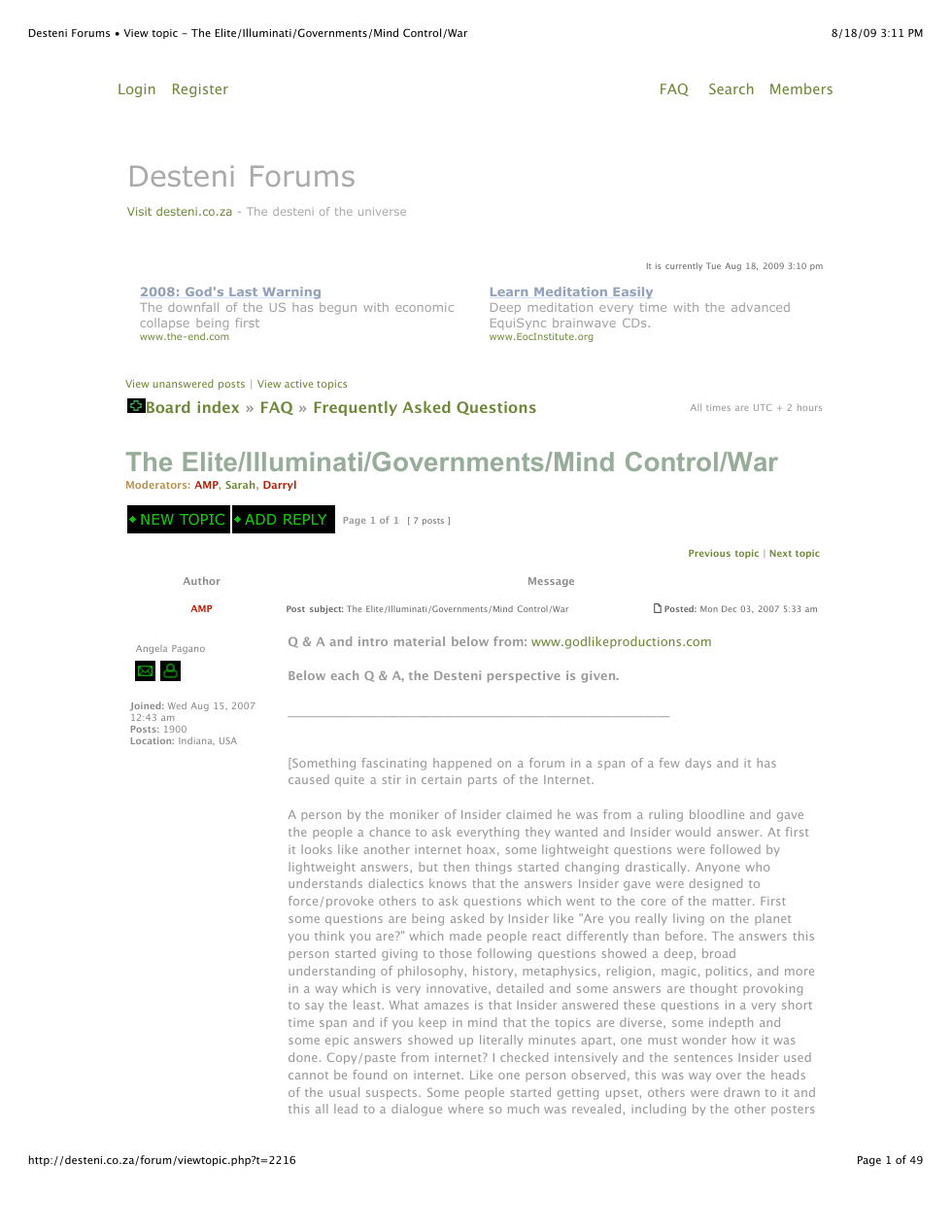 Elite, Illuminati, Governments,Mind Control War cover