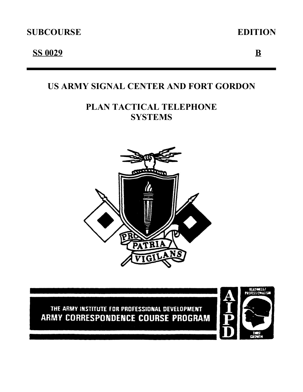 ARMY Electronics-Plan Tactical Telephone Sys. 1994 73p. cover