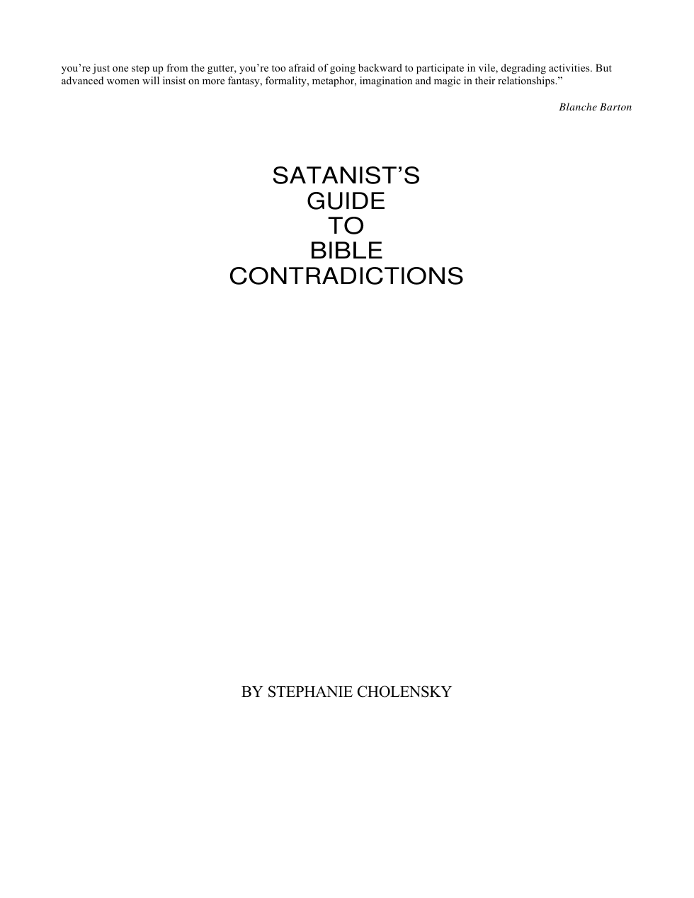 Stephanie Cholensky - Satnist's Guide to Bible Contradictions cover