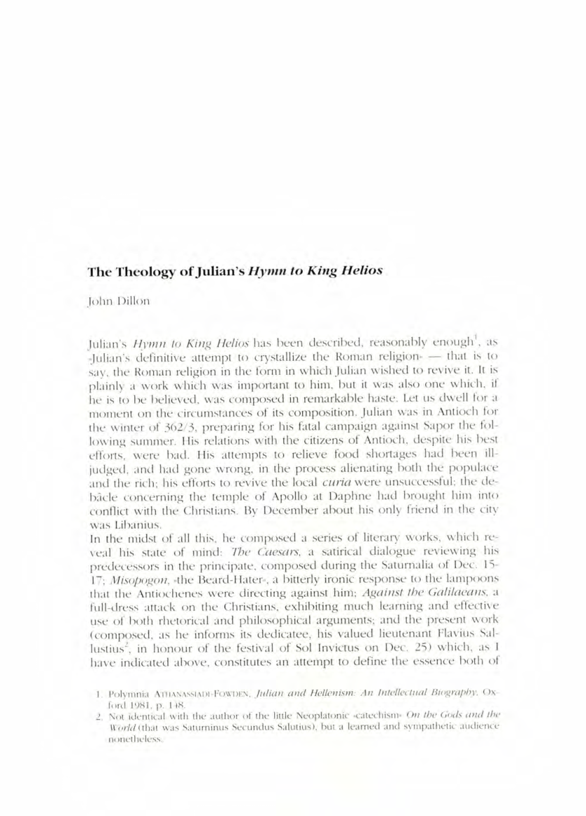 Theology of Julian's Hymn to King Helios cover