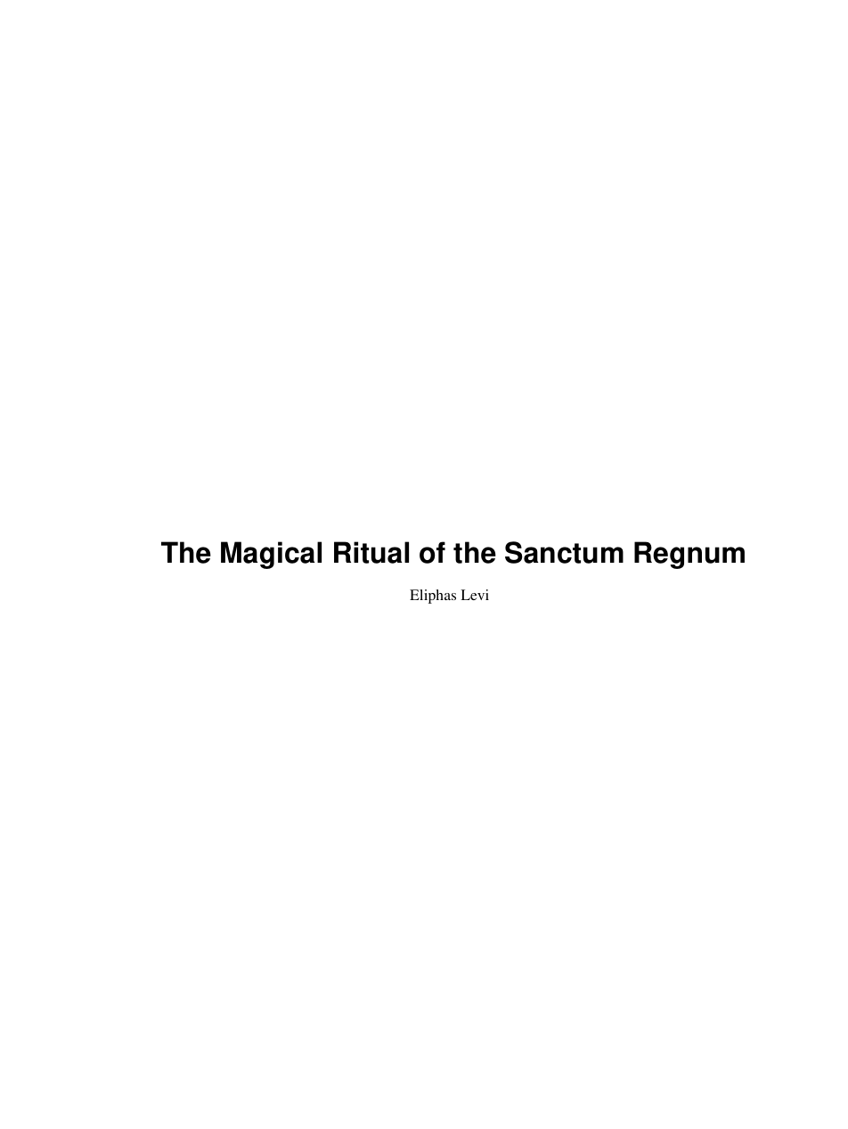 Eliphas Levi - The Magical Ritual of the Sanctum Regnum cover