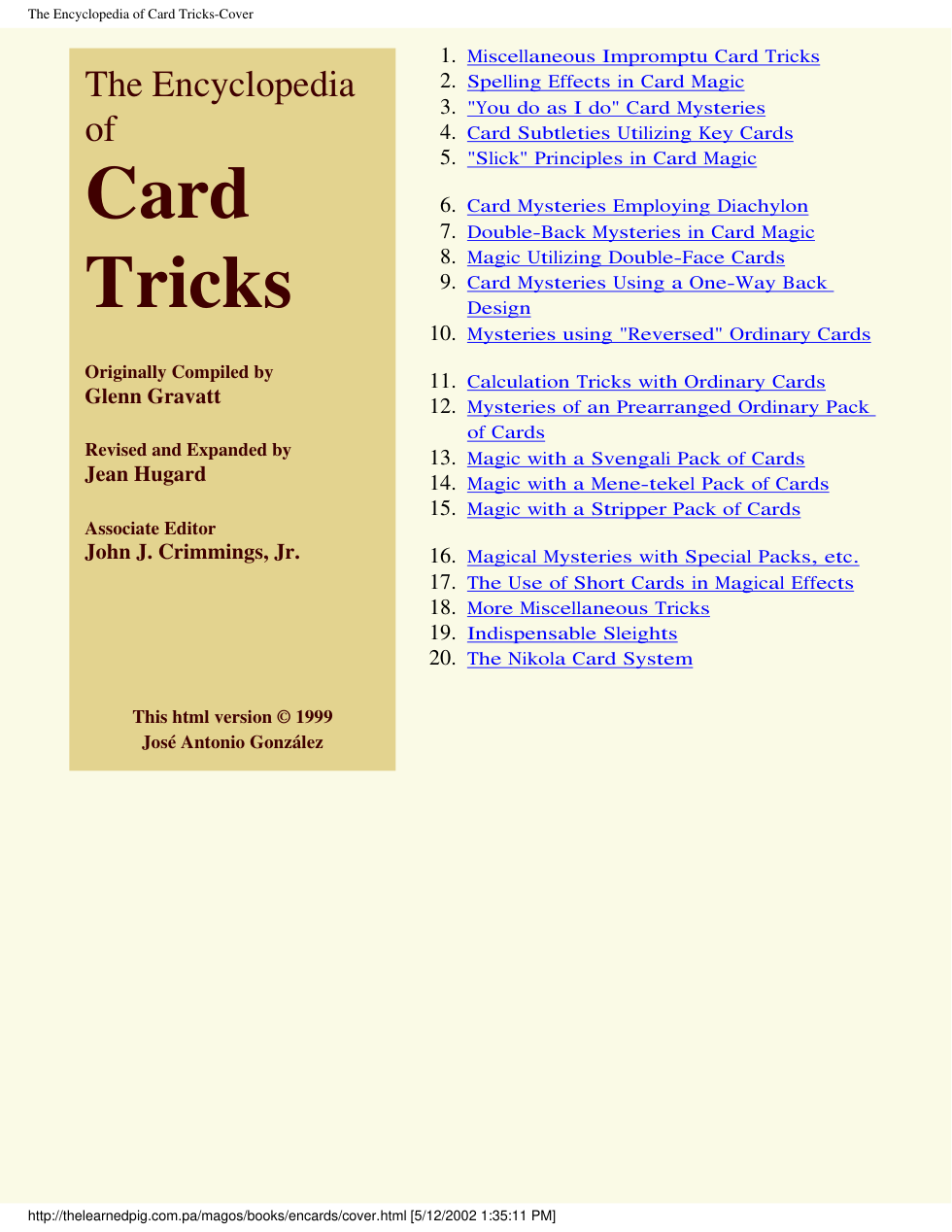 Encyclopedia Of Card Tricks cover