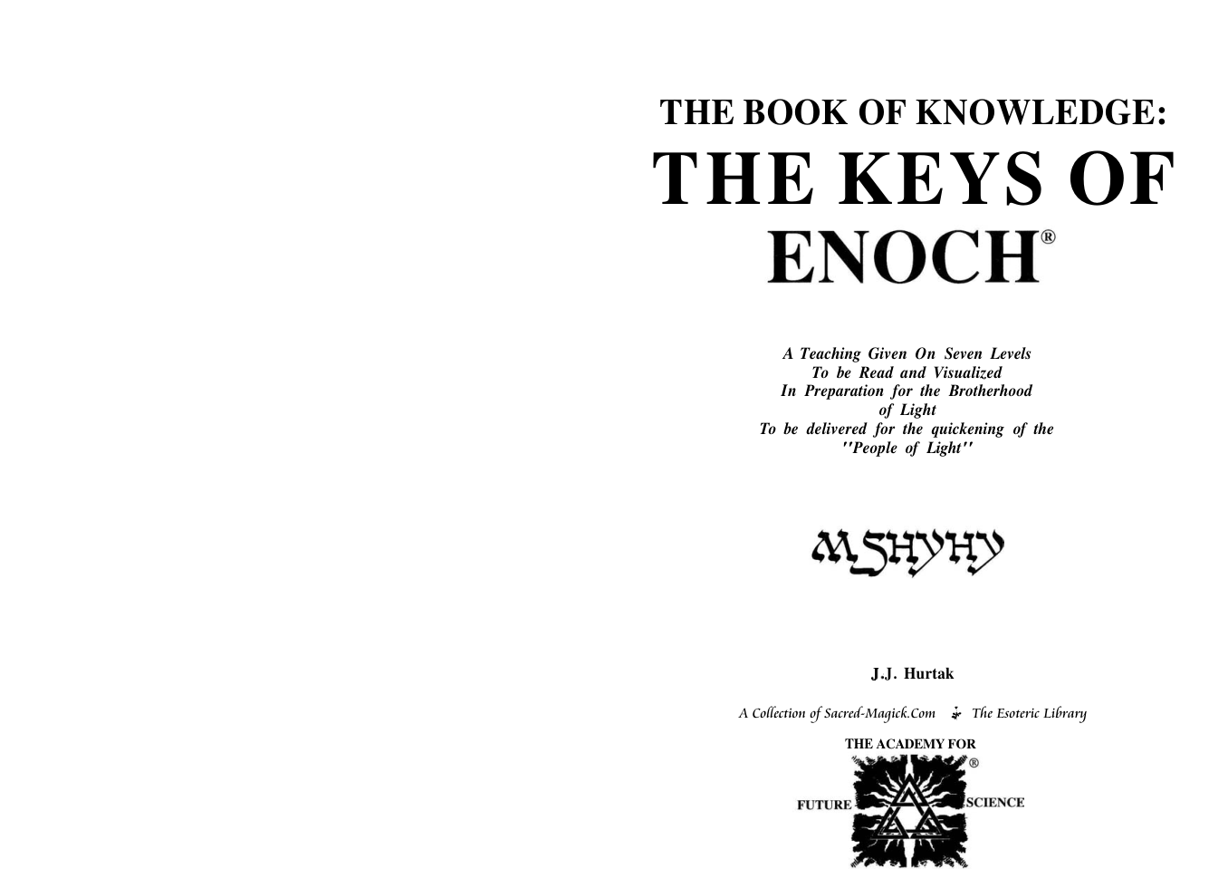 J.J. Hurtak - The Keys of Enoch cover