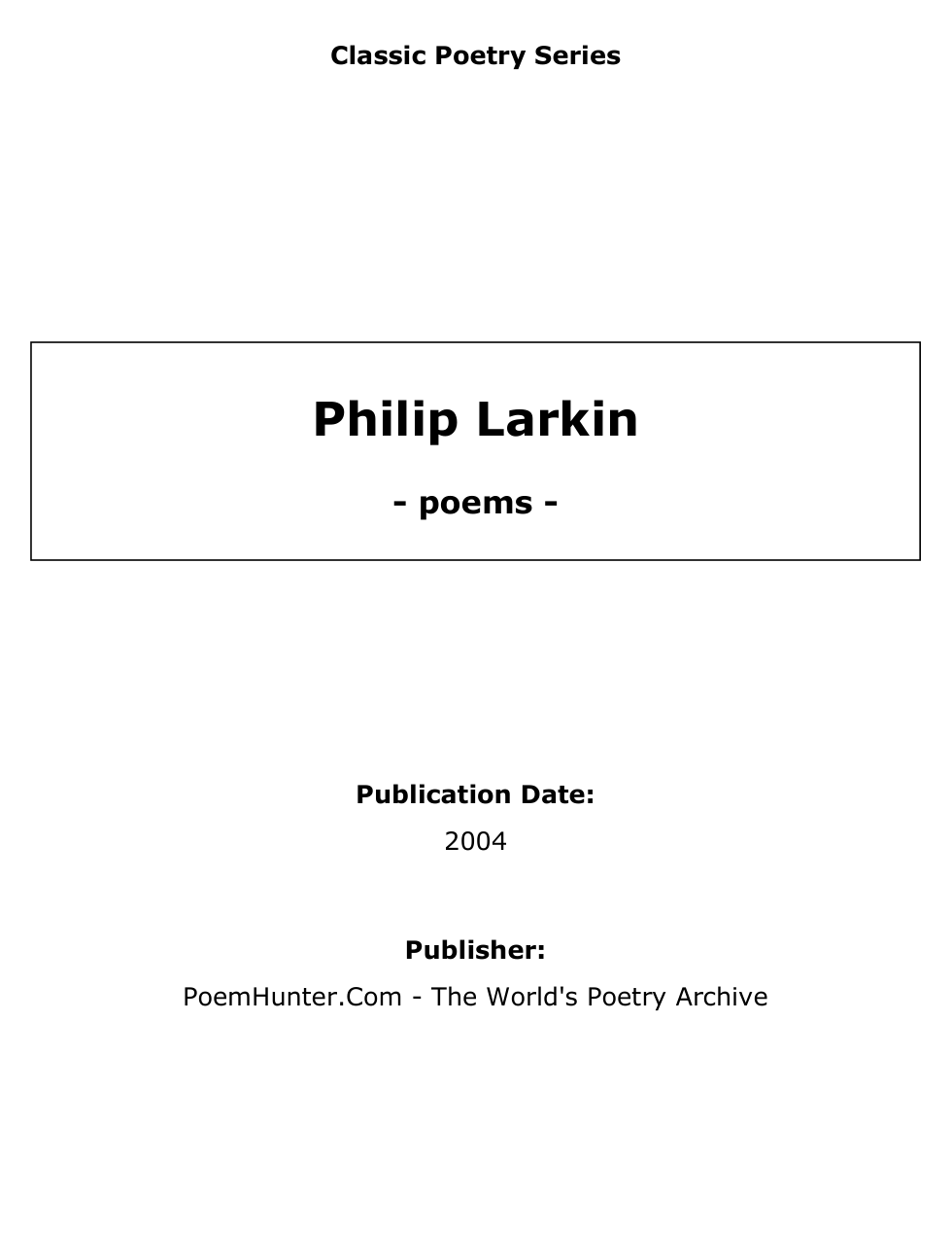 Philip Larkin - Collected Poems cover